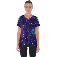 Realistic-night-sky-poster-with-constellations Cut Out Side Drop T-shirt