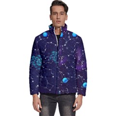 Realistic-night-sky-poster-with-constellations Men s Puffer Bubble Jacket Coat by Ket1n9