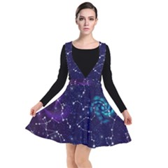 Realistic-night-sky-poster-with-constellations Plunge Pinafore Dress by Ket1n9
