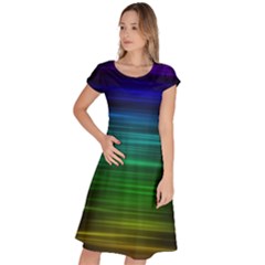 Blue And Green Lines Classic Short Sleeve Dress by Ket1n9