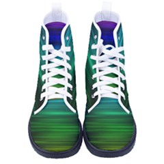 Blue And Green Lines Kid s High-top Canvas Sneakers by Ket1n9