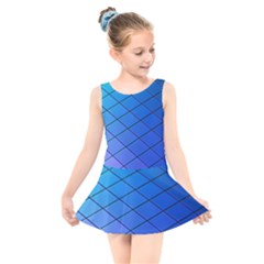 Blue Pattern Plain Cartoon Kids  Skater Dress Swimsuit by Ket1n9