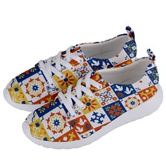 Mexican-talavera-pattern-ceramic-tiles-with-flower-leaves-bird-ornaments-traditional-majolica-style- Women s Lightweight Sports Shoes by Ket1n9