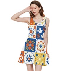 Mexican-talavera-pattern-ceramic-tiles-with-flower-leaves-bird-ornaments-traditional-majolica-style- Inside Out Racerback Dress