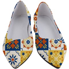 Mexican-talavera-pattern-ceramic-tiles-with-flower-leaves-bird-ornaments-traditional-majolica-style- Women s Block Heels  by Ket1n9