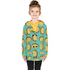 Taco-drawing-background-mexican-fast-food-pattern Kids  Double Breasted Button Coat by Ket1n9