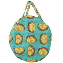 Taco-drawing-background-mexican-fast-food-pattern Giant Round Zipper Tote by Ket1n9