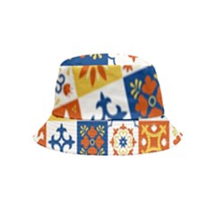 Mexican-talavera-pattern-ceramic-tiles-with-flower-leaves-bird-ornaments-traditional-majolica-style- Inside Out Bucket Hat (kids)