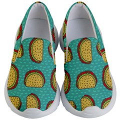 Taco-drawing-background-mexican-fast-food-pattern Kids Lightweight Slip Ons