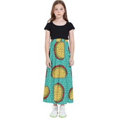 Taco-drawing-background-mexican-fast-food-pattern Kids  Flared Maxi Skirt by Ket1n9
