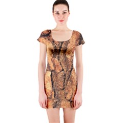 Bark Texture Wood Large Rough Red Wood Outside California Short Sleeve Bodycon Dress by Ket1n9