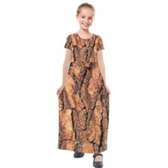 Bark Texture Wood Large Rough Red Wood Outside California Kids  Short Sleeve Maxi Dress by Ket1n9