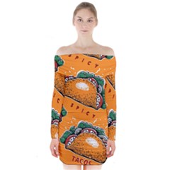 Seamless-pattern-with-taco Long Sleeve Off Shoulder Dress