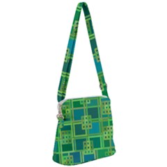 Green-abstract-geometric Zipper Messenger Bag by Ket1n9
