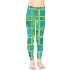 Green-abstract-geometric Kids  Leggings by Ket1n9