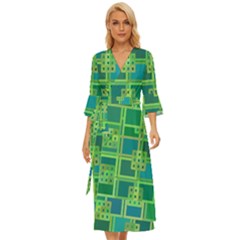 Green-abstract-geometric Midsummer Wrap Dress by Ket1n9