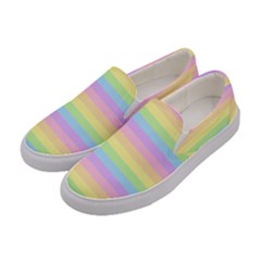 Cute Pastel Rainbow Stripes Women s Canvas Slip Ons by Ket1n9