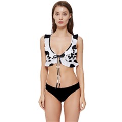 Cow Pattern Low Cut Ruffle Edge Bikini Top by Ket1n9