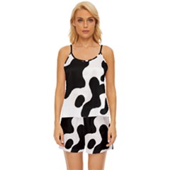 Cow Pattern Satin Pajama Short Set by Ket1n9
