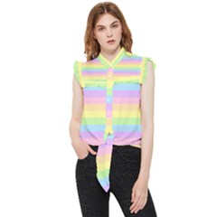 Cute Pastel Rainbow Stripes Frill Detail Shirt