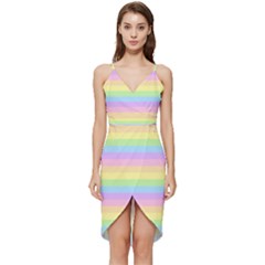 Cute Pastel Rainbow Stripes Wrap Frill Dress by Ket1n9