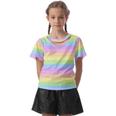 Cute Pastel Rainbow Stripes Kids  Front Cut T-shirt