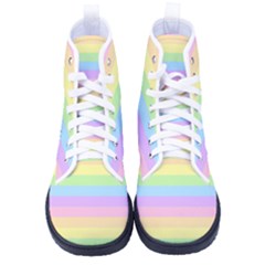 Cute Pastel Rainbow Stripes Kid s High-top Canvas Sneakers