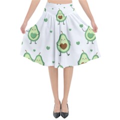 Cute-seamless-pattern-with-avocado-lovers Flared Midi Skirt by Ket1n9