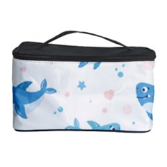 Seamless-pattern-with-cute-sharks-hearts Cosmetic Storage Case by Ket1n9