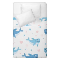 Seamless-pattern-with-cute-sharks-hearts Duvet Cover Double Side (Single Size)