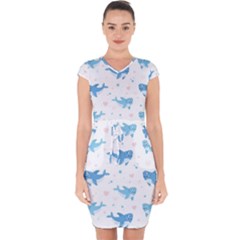 Seamless-pattern-with-cute-sharks-hearts Capsleeve Drawstring Dress  by Ket1n9