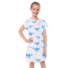 Seamless-pattern-with-cute-sharks-hearts Kids  Drop Waist Dress