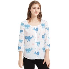 Seamless-pattern-with-cute-sharks-hearts Chiffon Quarter Sleeve Blouse