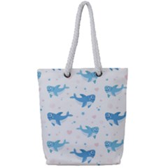 Seamless-pattern-with-cute-sharks-hearts Full Print Rope Handle Tote (Small)