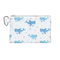 Seamless-pattern-with-cute-sharks-hearts Canvas Cosmetic Bag (Medium)