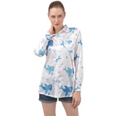 Seamless-pattern-with-cute-sharks-hearts Long Sleeve Satin Shirt