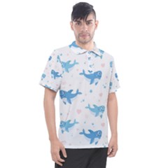 Seamless-pattern-with-cute-sharks-hearts Men s Polo T-Shirt