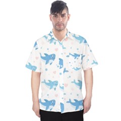 Seamless-pattern-with-cute-sharks-hearts Men s Hawaii Shirt