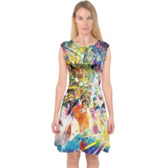 Multicolor Anime Colors Colorful Capsleeve Midi Dress by Ket1n9