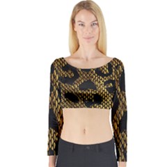 Metallic Snake Skin Pattern Long Sleeve Crop Top by Ket1n9