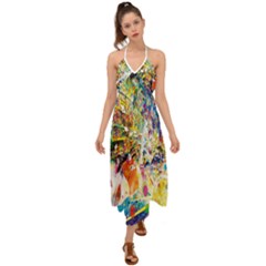 Multicolor Anime Colors Colorful Halter Tie Back Dress  by Ket1n9