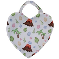 Cute-palm-volcano-seamless-pattern Giant Heart Shaped Tote by Ket1n9