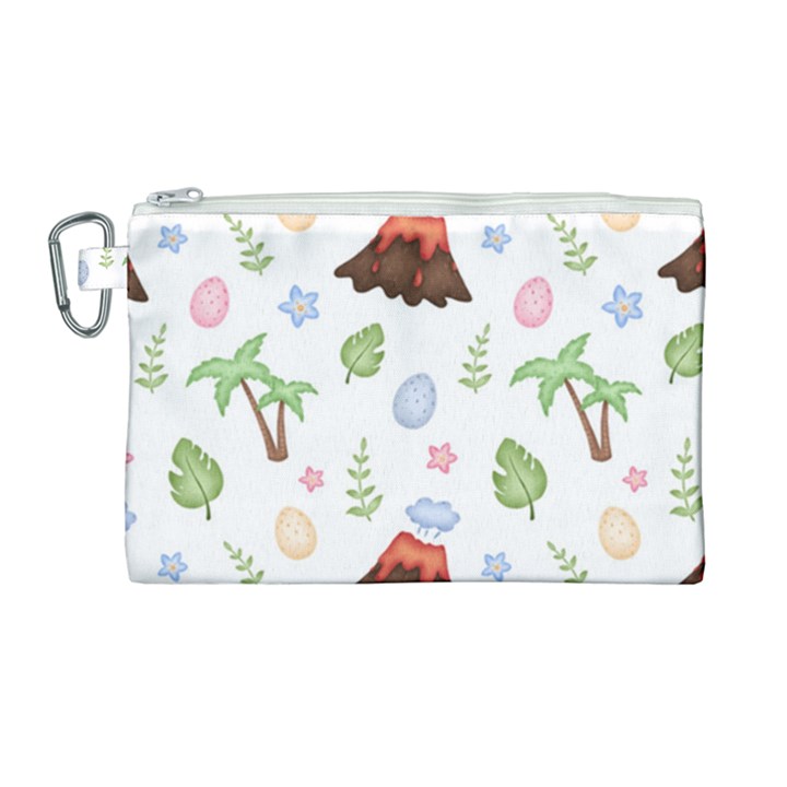 Cute-palm-volcano-seamless-pattern Canvas Cosmetic Bag (Large)