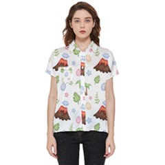 Cute-palm-volcano-seamless-pattern Short Sleeve Pocket Shirt by Ket1n9