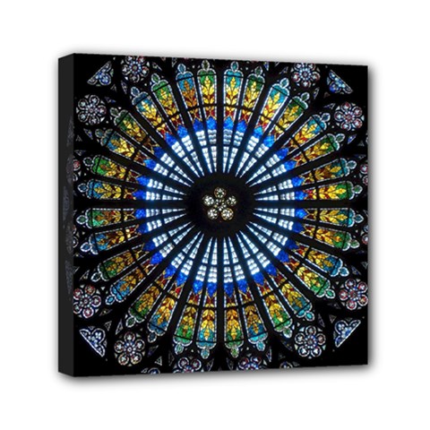 Stained Glass Rose Window In France s Strasbourg Cathedral Mini Canvas 6  X 6  (stretched) by Ket1n9