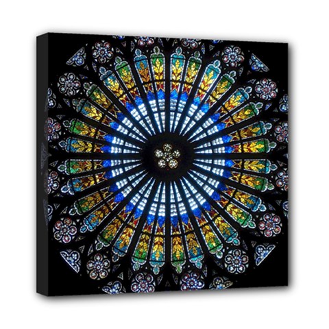 Stained Glass Rose Window In France s Strasbourg Cathedral Mini Canvas 8  X 8  (stretched) by Ket1n9