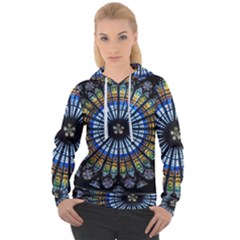 Stained Glass Rose Window In France s Strasbourg Cathedral Women s Overhead Hoodie by Ket1n9