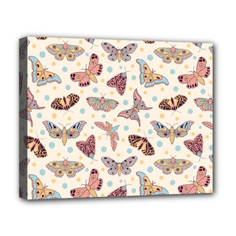 Pattern-with-butterflies-moths Deluxe Canvas 20  X 16  (stretched) by Ket1n9