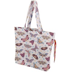 Pattern-with-butterflies-moths Drawstring Tote Bag by Ket1n9