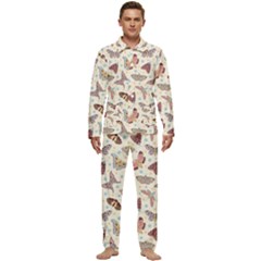 Pattern-with-butterflies-moths Men s Long Sleeve Velvet Pocket Pajamas Set by Ket1n9